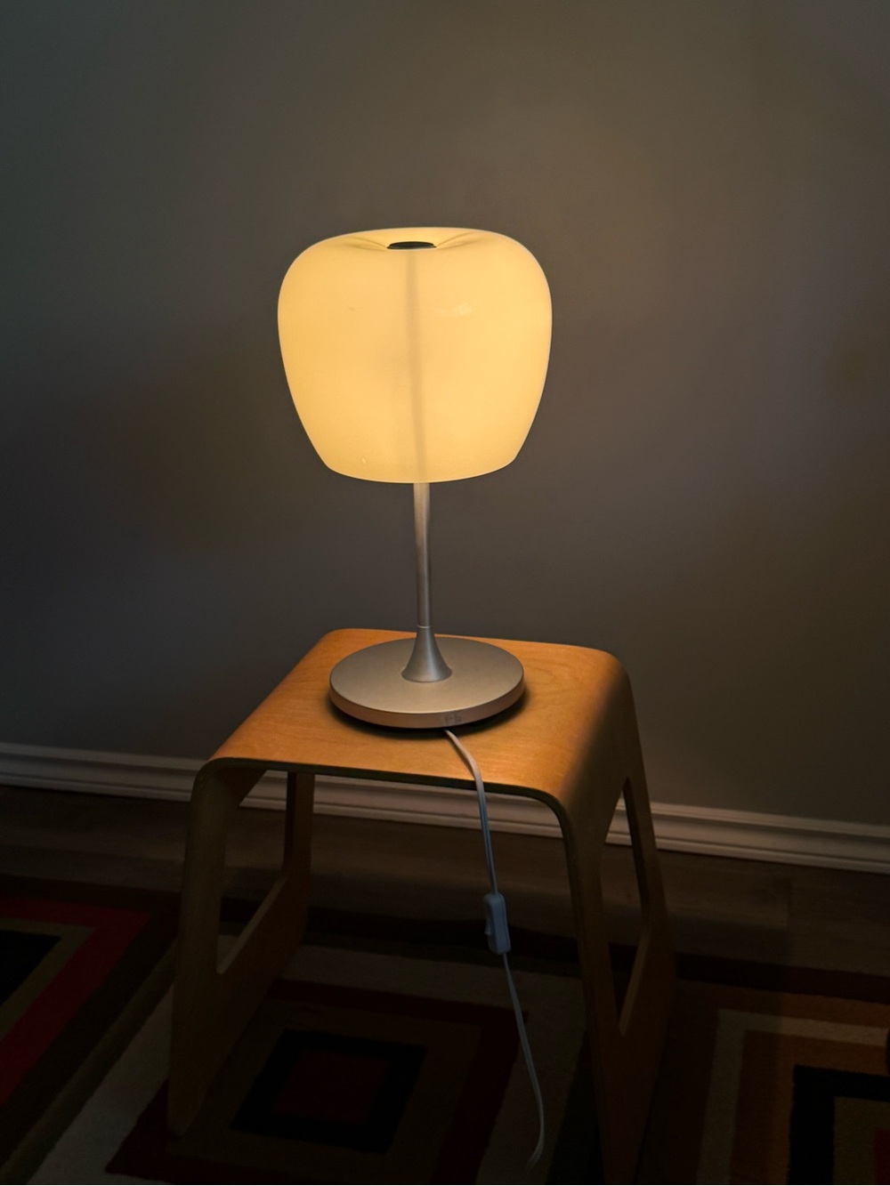 Rare Vintage c1975-1999 IKEA Althorn Mushroom Blown Glass Plug-In Table Lamp
